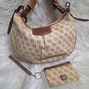 Dooney & Bourke Cream and Brown Hobo Bag